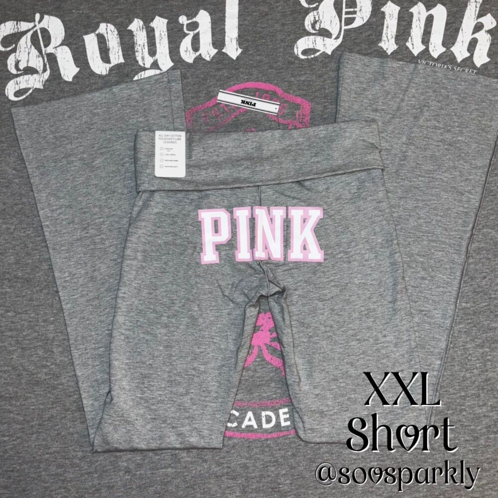 Victoria’s Secret PINK Limited Edition Heather Gray Throwback Foldover Leggings